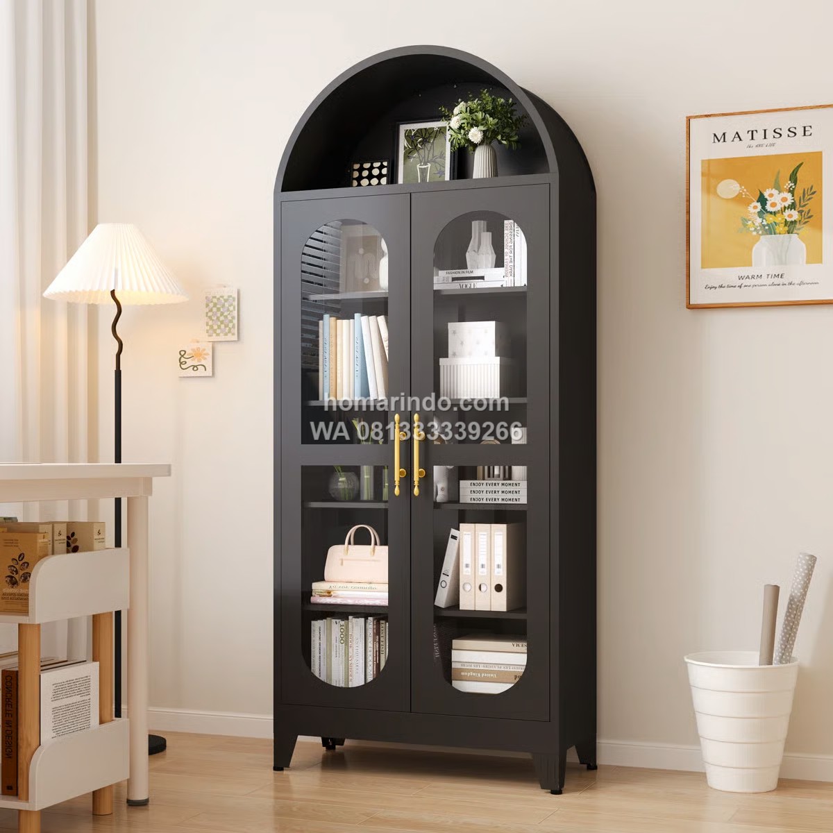 Lemari Hias Minimalis 2 Pintu Kaca Modern
