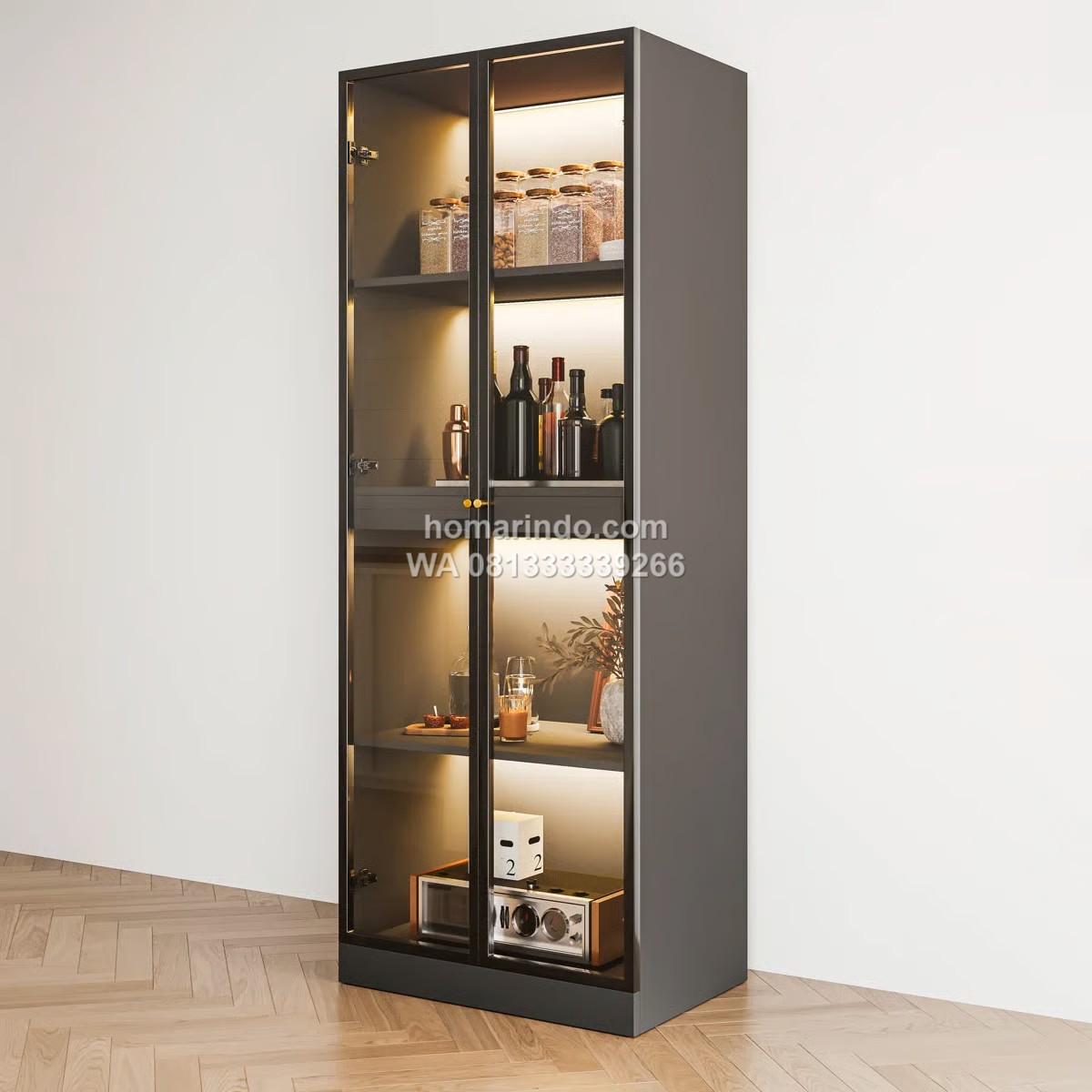Lemari Pajangan Kaca Minimalis 2 Pintu