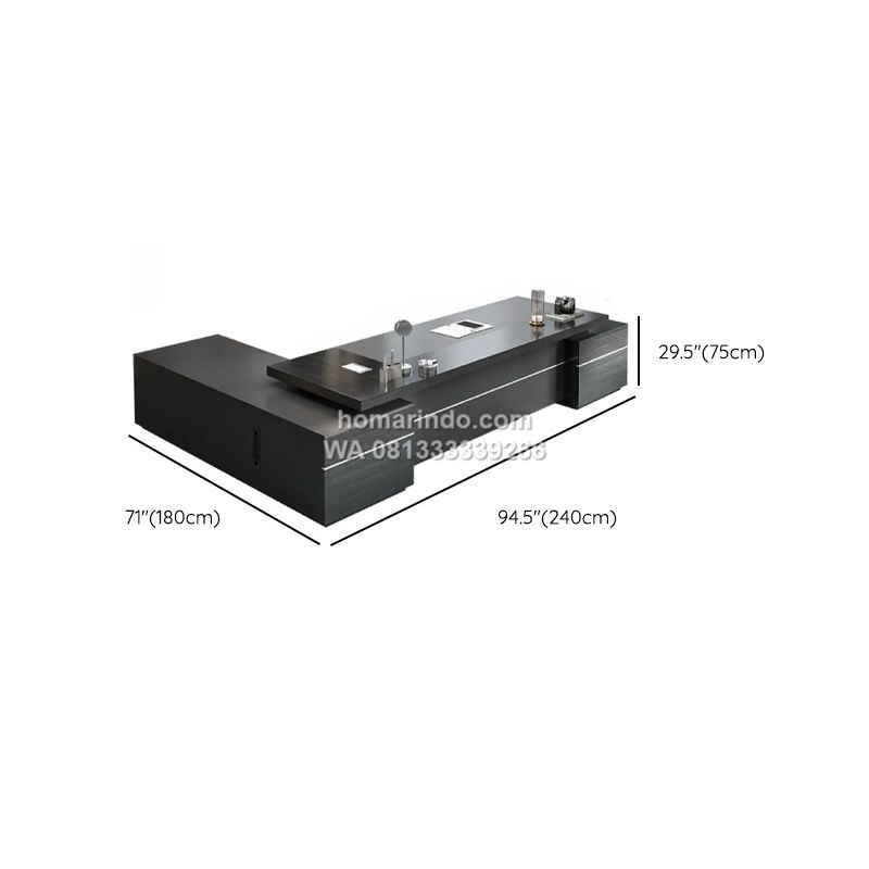 Ukuran Meja Direktur Eksekutif Minimalis Modern L Shape