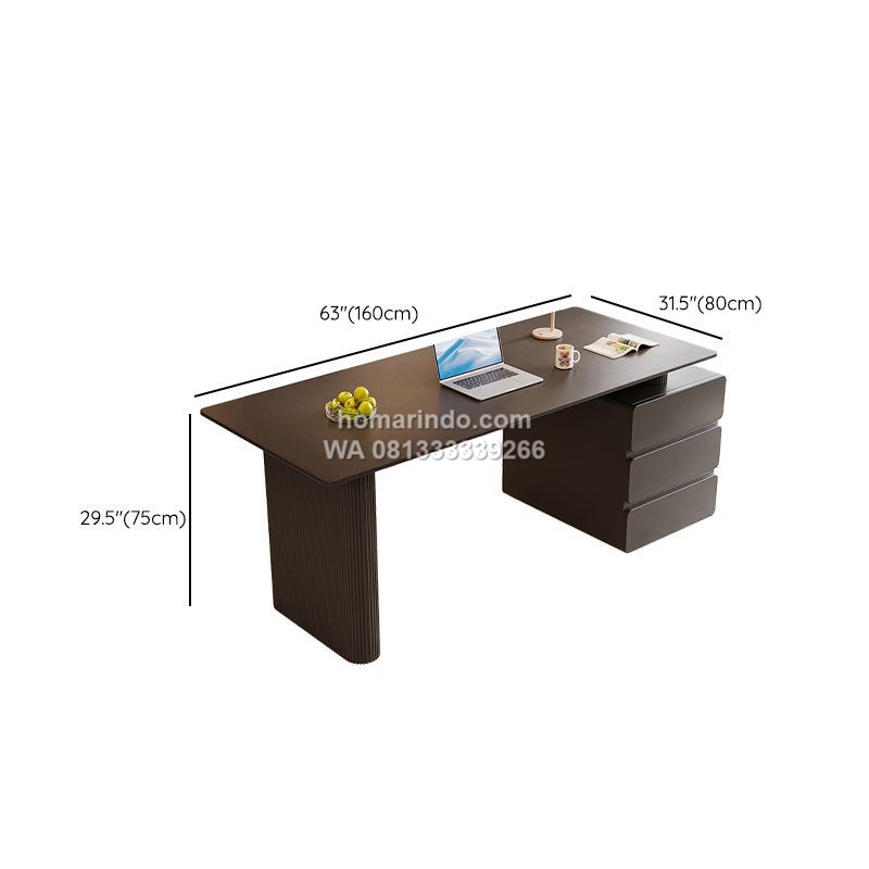 Meja Kantor Minimalis 3 Laci Warna Hitam