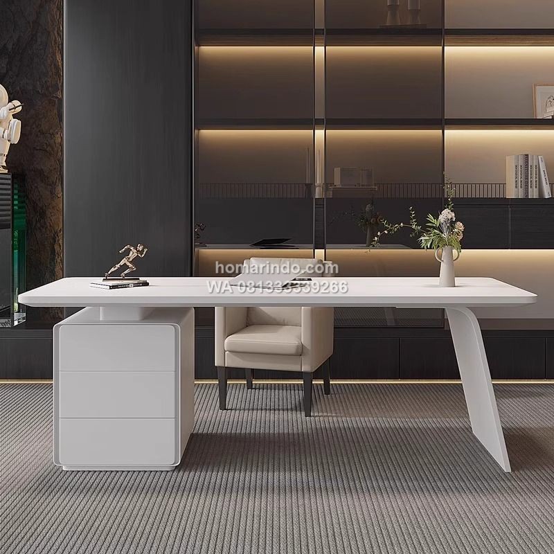 Meja Kerja Kantor Minimalis Modern Warna Putih