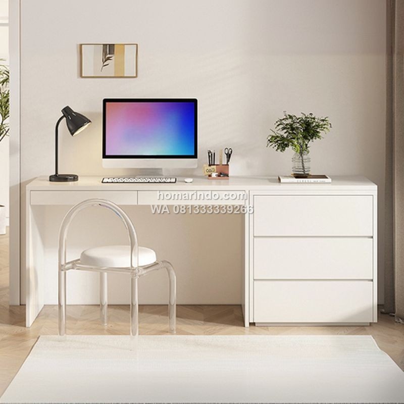Meja Kerja WFH Minimalis 3 Laci Modern