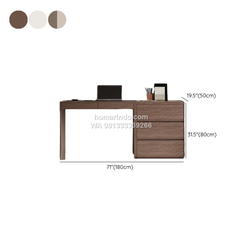Ukuran Meja Kerja WFH Minimalis 3 Laci Modern