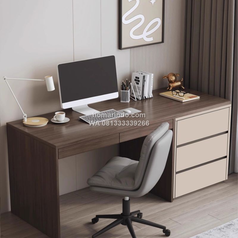 Meja Kerja WFH Minimalis 3 Laci Modern