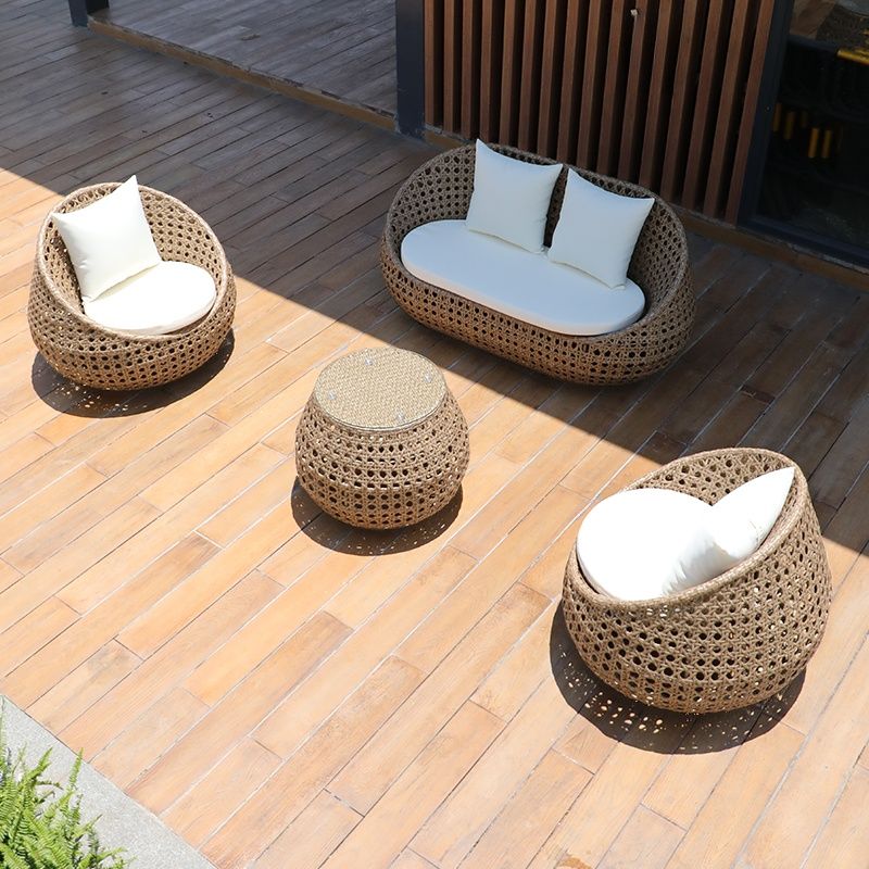 Sofa Conversation Outdoor Rotan Sintetis Dengan Bantalan
