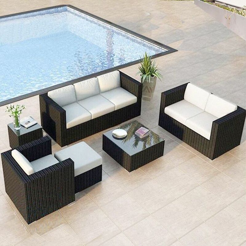 Sofa Rotan Sintetis Minimalis Modern Hitam