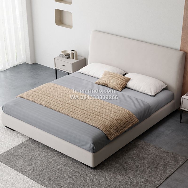 Tempat Tidur Minimalis Full Jok Warna Grey