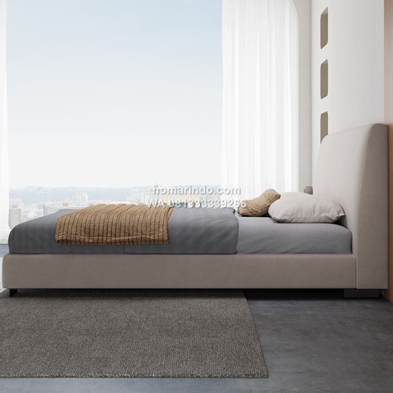 Tempat Tidur Minimalis Full Jok Warna Grey