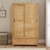 Wardrobe Kayu Jati Minimalis 2 Pintu Sliding