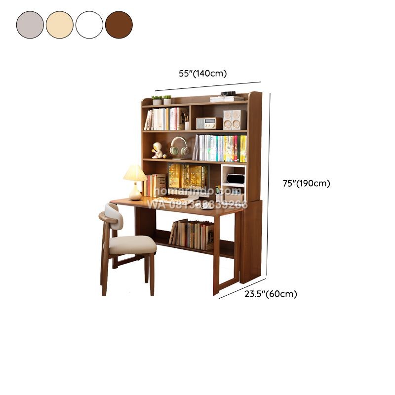 Meja Belajar Lipat Hemat Ruang Dengan Rak Minimalis