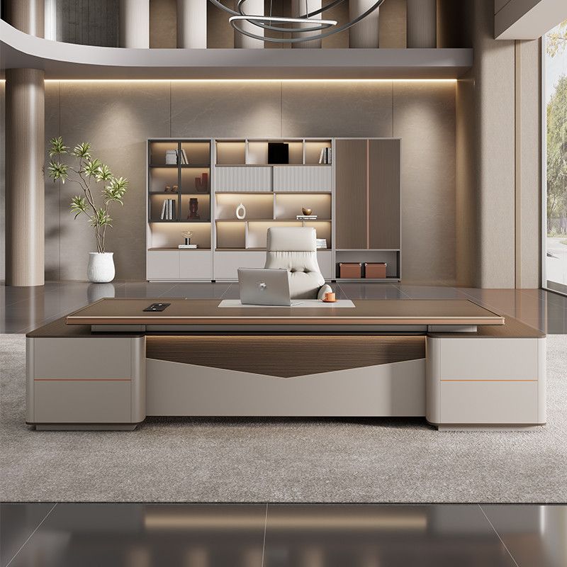 Meja Direksi Kontemporer Mewah L Shape Berkualitas