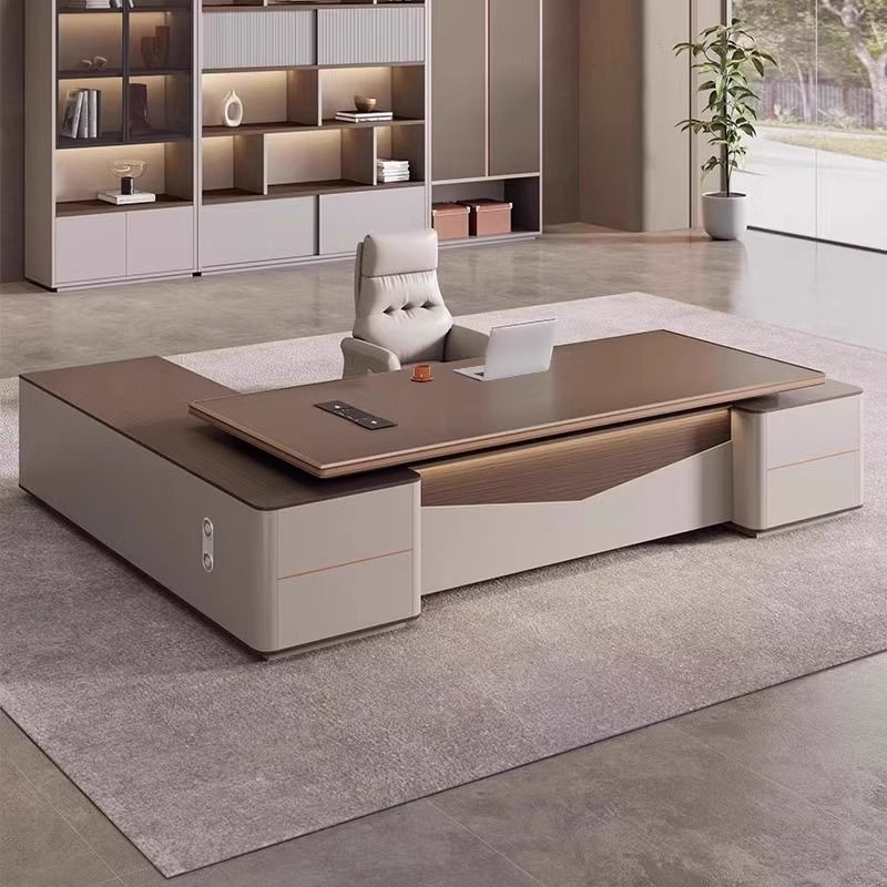 Meja Direksi Kontemporer Mewah L Shape Berkualitas