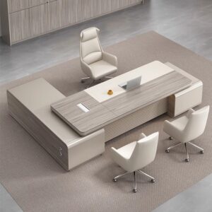 Meja Direktur Desain Premium L Shape Minimalis Modern