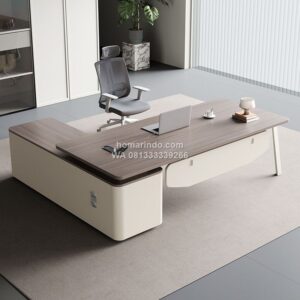 Meja Direktur Minimalis Modern L Shape Dengan Laci
