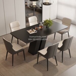 Meja Makan Persegi Panjang 6 Kursi Minimalis Modern Mewah