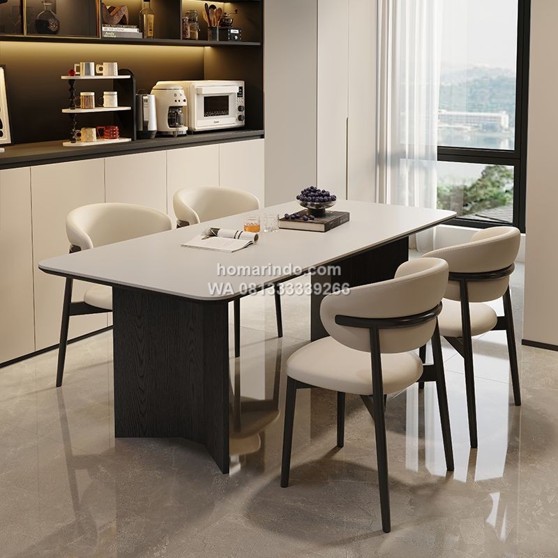 Meja Makan Scandinavian 4 Kursi Elegan
