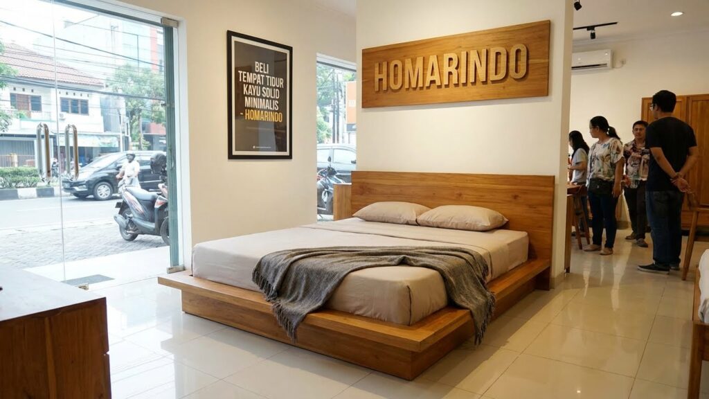 Beli Tempat Tidur Minimalis Kayu Solid di Homarindo