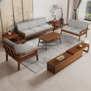 Kursi Tamu Kayu Jati Dengan Bantalan Yang Nyaman