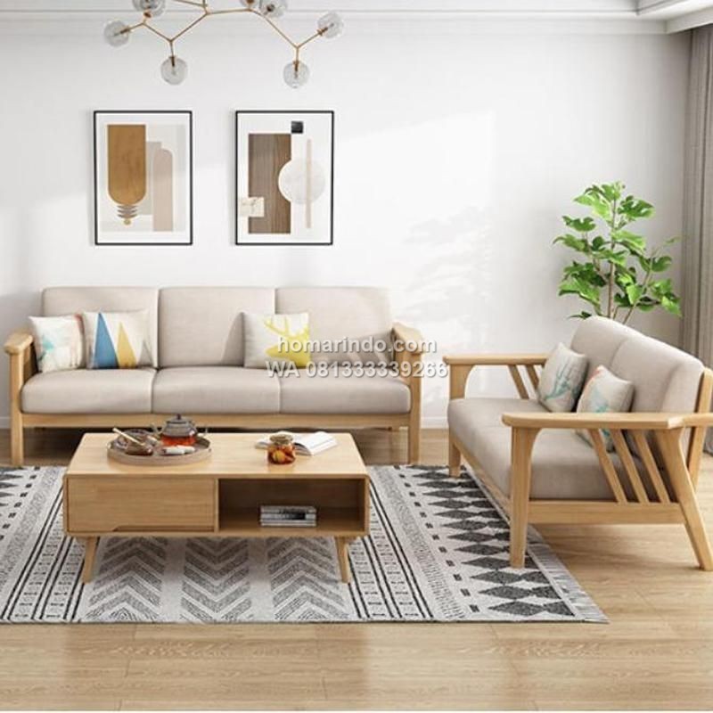 Kursi Tamu Minimalis Modern Kayu Jati Dengan Bantalan