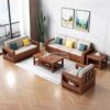 Kursi Tamu Sofa Kayu Jati Desain Minimalis Dengan Bantalan