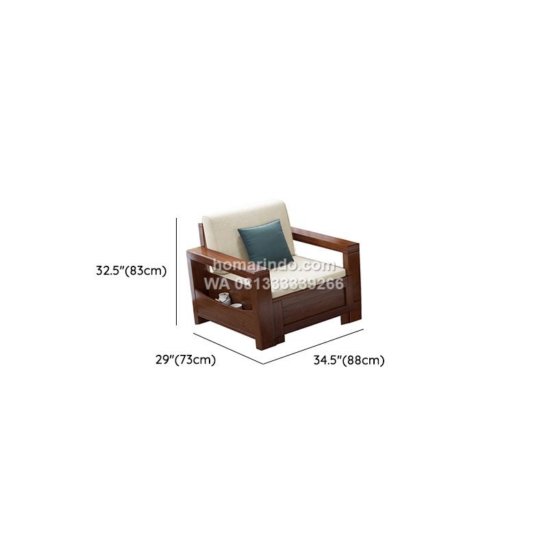 Kursi Tamu Sofa Kayu Jati Desain Minimalis Dengan Bantalan