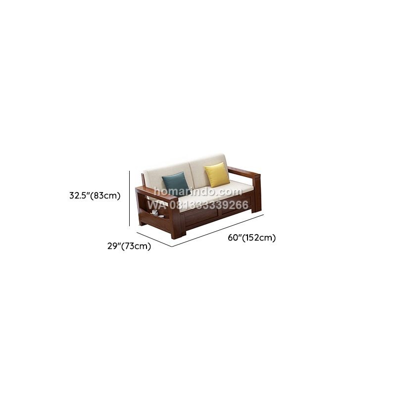 Kursi Tamu Sofa Kayu Jati Desain Minimalis Dengan Bantalan