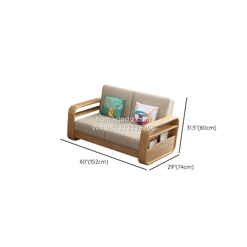 Kursi Tamu Sofa Kayu Jati Minimalis Modern Warna Natural