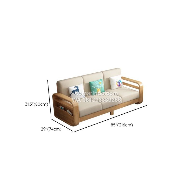 Kursi Tamu Sofa Kayu Jati Minimalis Modern Warna Natural