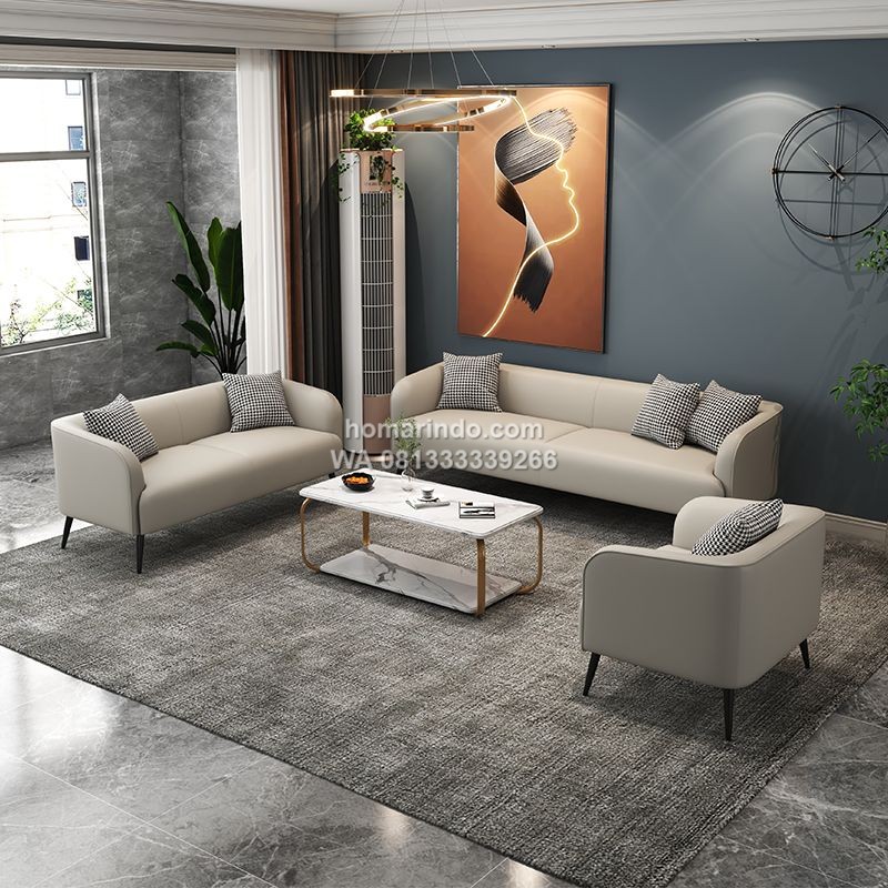 Kursi Tamu Sofa Minimalis Modern Jok Kulit Sintetis