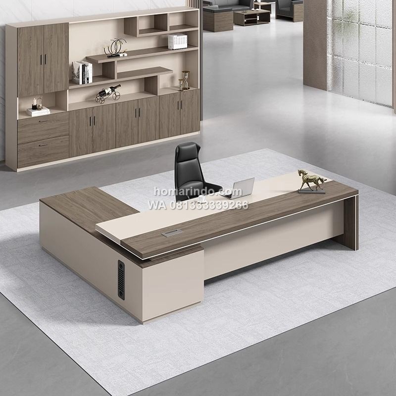 Meja Pimpinan Futuristik Minimalis L Shape