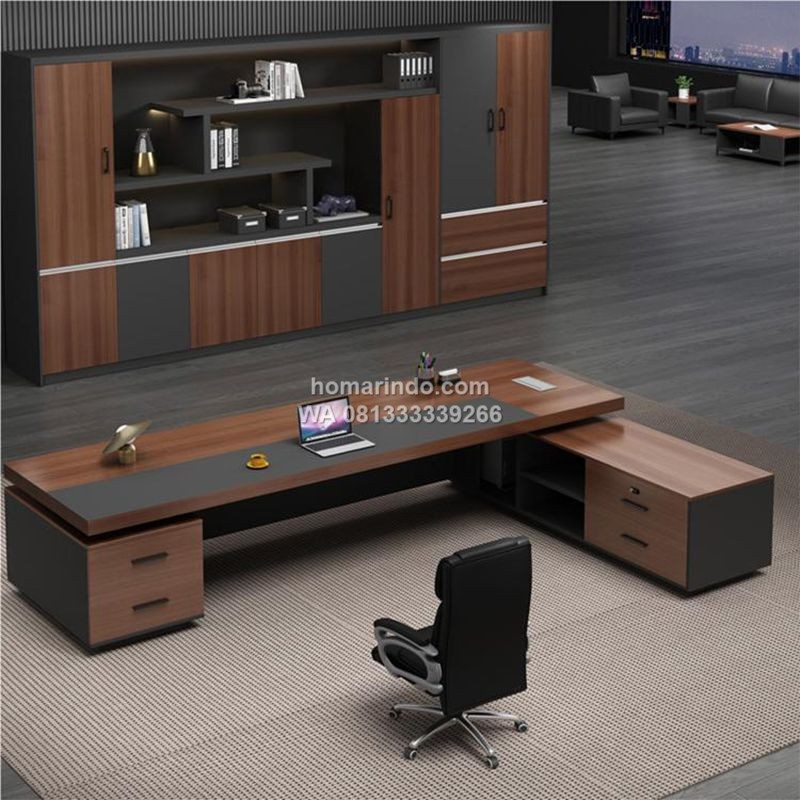 Meja Pimpinan Modern Sleek L Shape Minimalis Meja Pimpinan Modern Sleek L Shape Minimalis