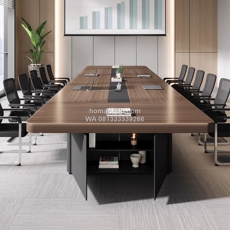 Meja Rapat Minimalis Besar untuk Pertemuan Tim 12 Orang