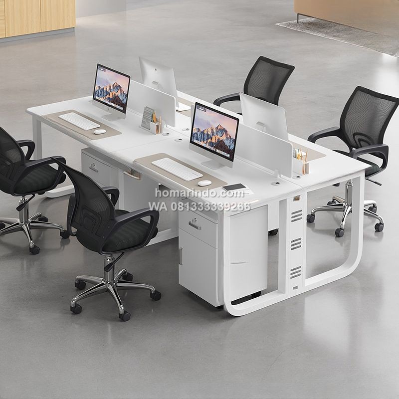 Meja Staff Kantor Untuk 4 Orang Minimalis Modern