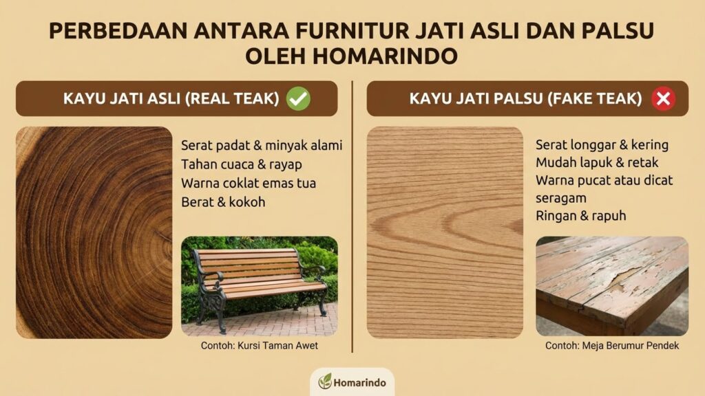 Perbedaan Antara Furniture Kayu Jati Asli dan Palsu