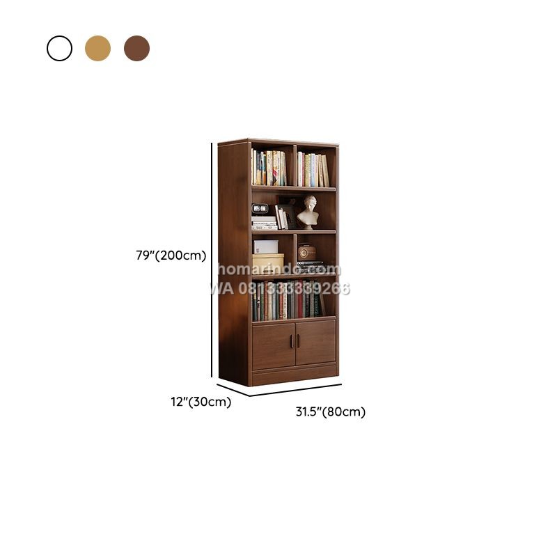 Rak Buku Kayu Jati Klasik Dengan Penyimpanan