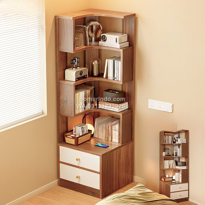 Rak Buku Sudut Kayu Jati Minimalis Modern Rak Buku Sudut Kayu Jati Minimalis Modern