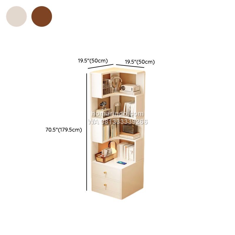 Rak Buku Sudut Kayu Jati Minimalis Modern