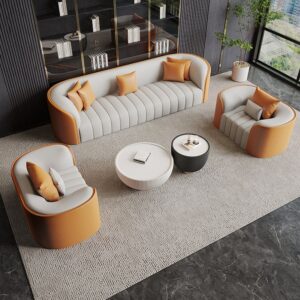 Set Sofa Unik Kulit Sintetis Modern Untuk Ruang Tamu