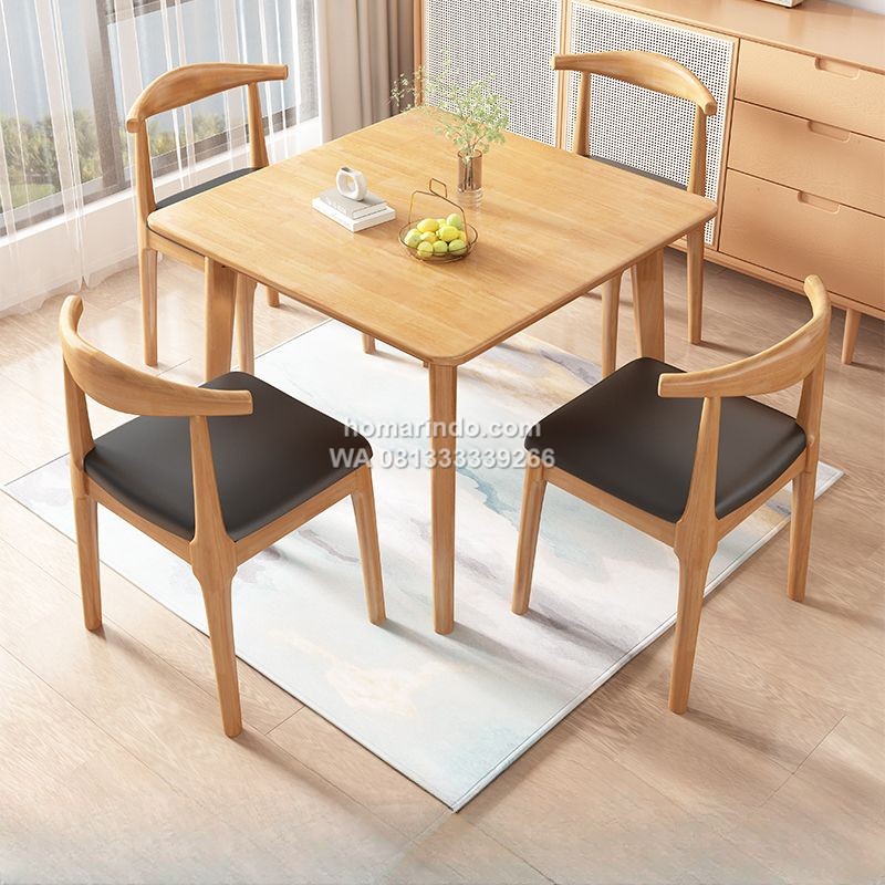 Meja Cafe Minimalis 4 Kursi Kayu Jati Natural Meja Cafe Minimalis 4 Kursi Kayu Jati Natural