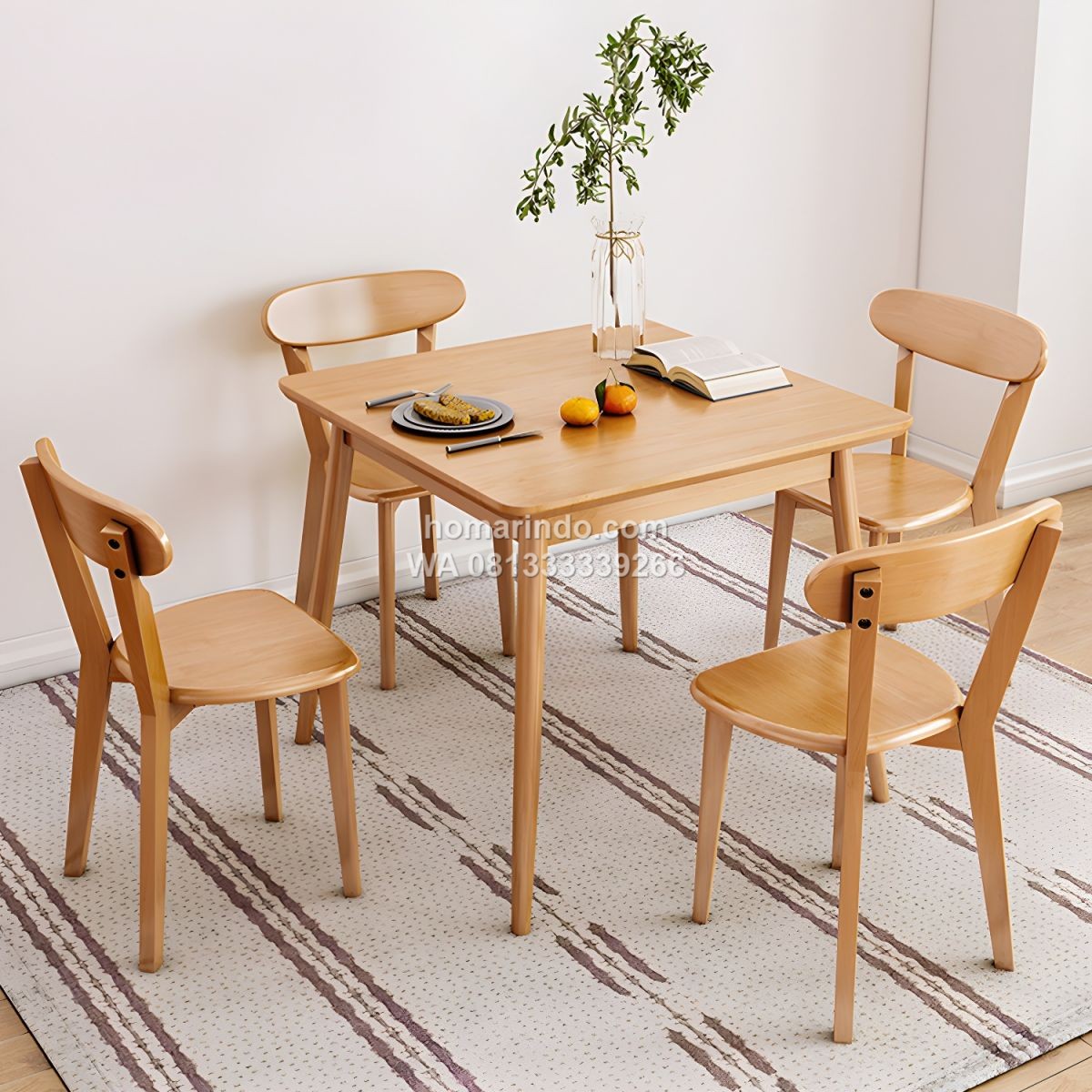 Meja Kursi Cafe Murah Kayu Jati Dengan 4 Kursi