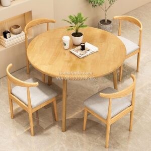 Meja Kursi Makan Cafe Kayu Jati Minimalis Modern