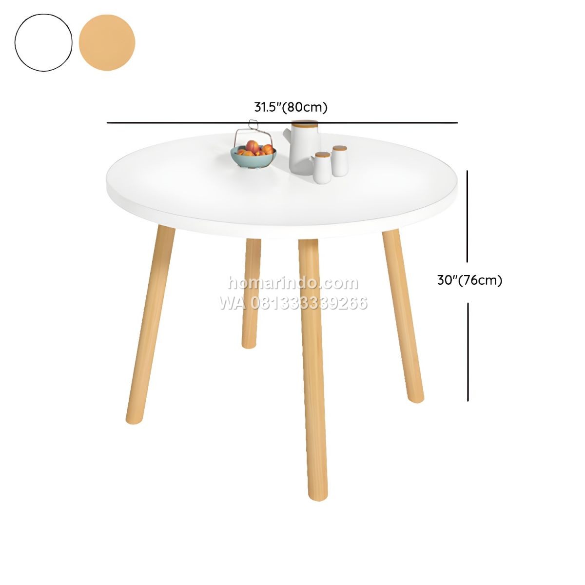 Meja Makan Bundar 4 Kursi Untuk Cafe Restoran