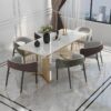 Meja Makan Marmer Minimalis Modern Mewah 6 Kursi