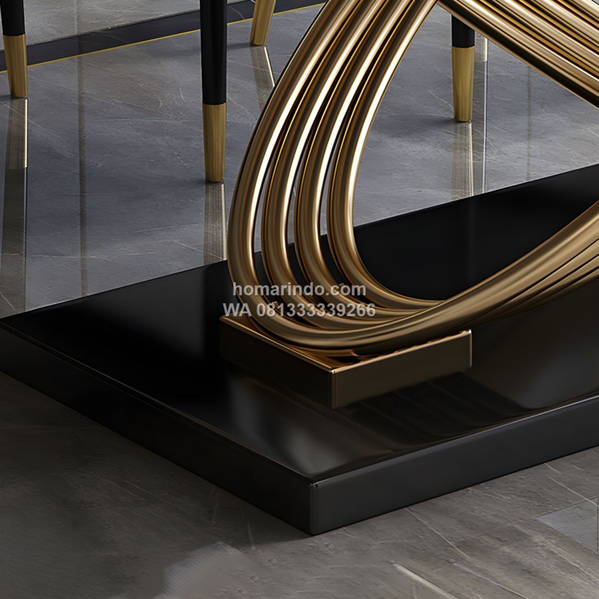 Meja Makan Marmer Putih Mewah 6 Kursi Modern