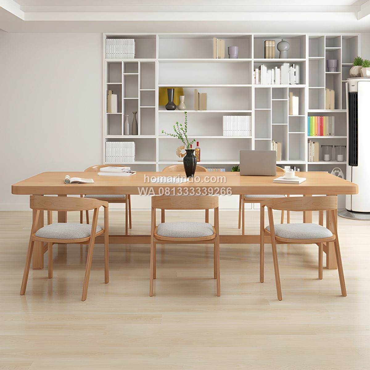 Meja Makan Minimalis Kayu Jati 6 Kursi Natural