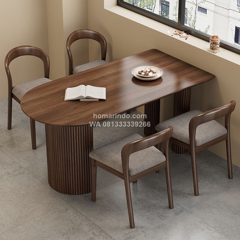 Meja Makan Minimalis Kayu Jati Klasik 4 Kursi