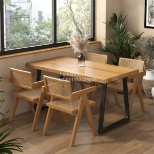Meja Makan Minimalis Modern Kayu Jati 4 Kursi