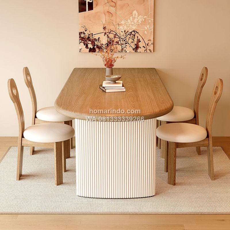 Meja Makan Modern Minimalis Kayu Solid 4 Kursi Unik