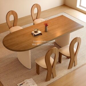 Meja Makan Modern Minimalis Kayu Solid 4 Kursi Unik