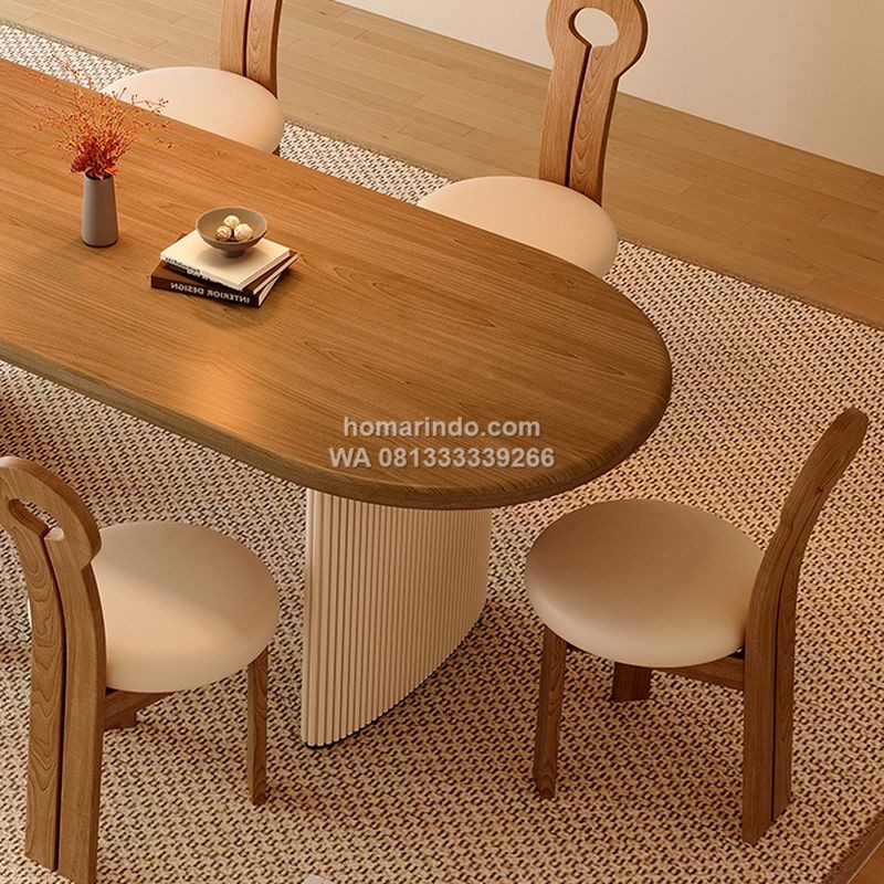 Meja Makan Modern Minimalis Kayu Solid 4 Kursi Unik